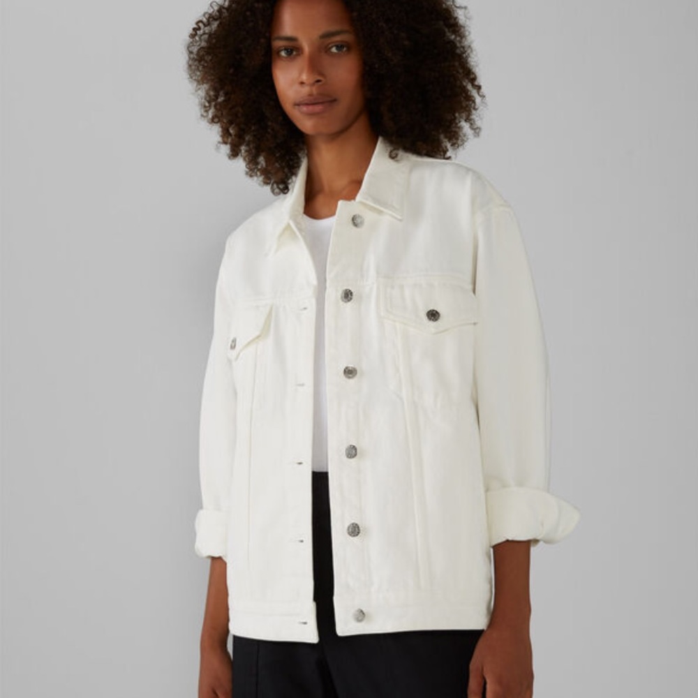 Oversized Club Monaco White Denim Jacket